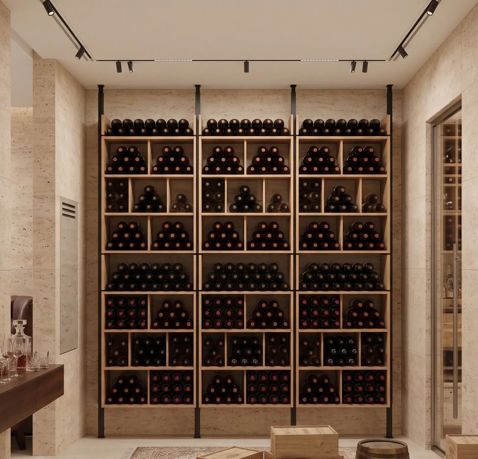 Découvrez l'agencement sur mesure de caves à vin, alliant design contemporain et fonctionnalité pour un rangement parfait de vos bouteilles.
