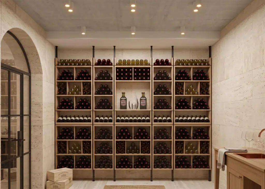Découvrez l'agencement sur mesure de caves à vin, alliant design contemporain et fonctionnalité pour un rangement parfait de vos bouteilles.