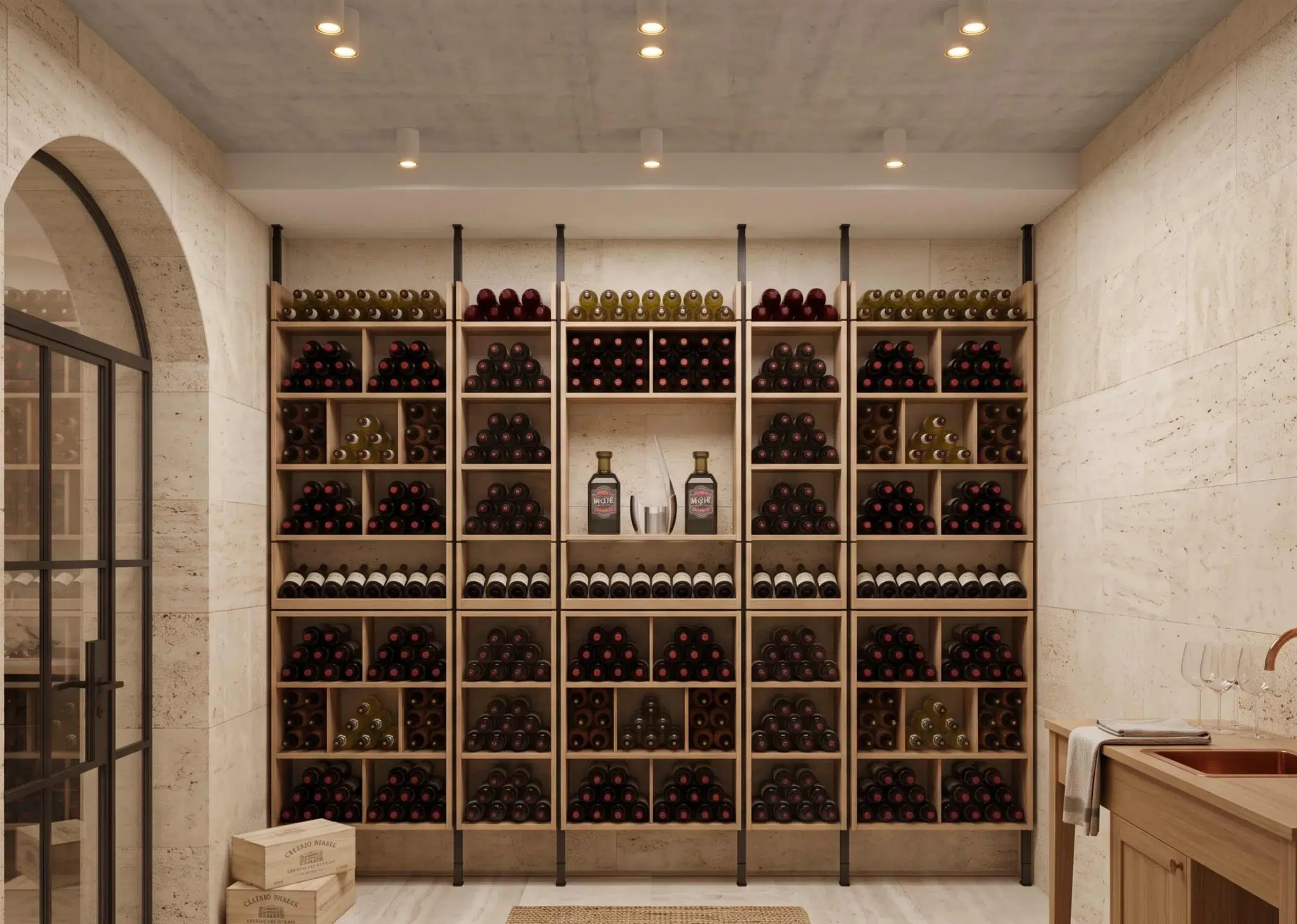 Découvrez l'agencement sur mesure de caves à vin, alliant design contemporain et fonctionnalité pour un rangement parfait de vos bouteilles.